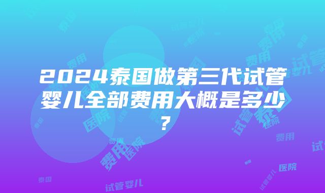 2024泰国做第三代试管婴儿全部费用大概是多少？