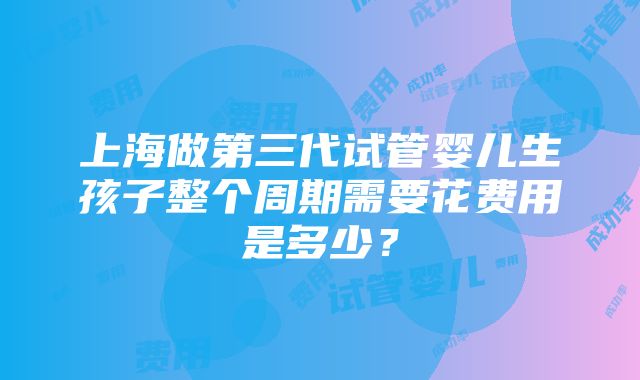 上海做第三代试管婴儿生孩子整个周期需要花费用是多少？