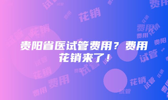 贵阳省医试管费用？费用花销来了！