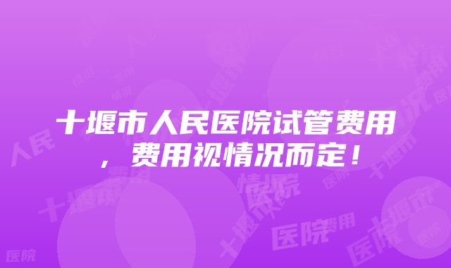 十堰市人民医院试管费用，费用视情况而定！