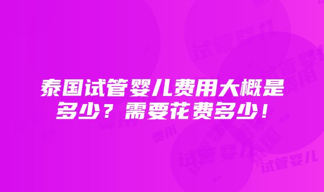 泰国试管婴儿费用大概是多少？需要花费多少！