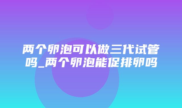 两个卵泡可以做三代试管吗_两个卵泡能促排卵吗