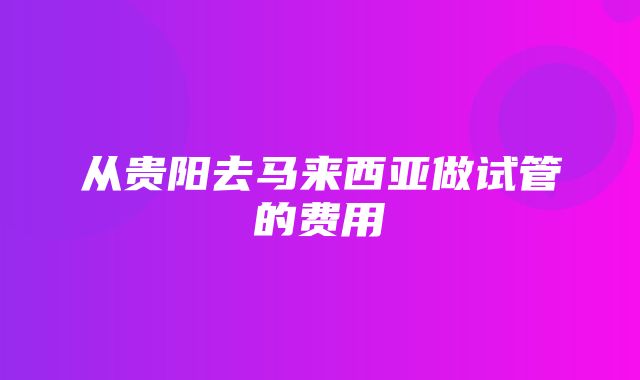 从贵阳去马来西亚做试管的费用