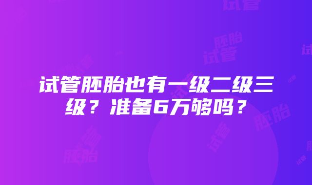 试管胚胎也有一级二级三级？准备6万够吗？