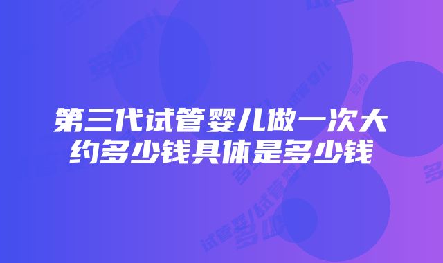 第三代试管婴儿做一次大约多少钱具体是多少钱