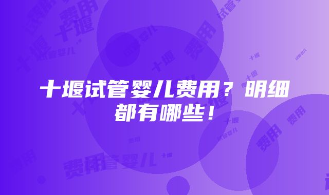 十堰试管婴儿费用？明细都有哪些！