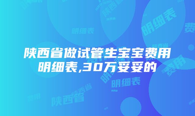 陕西省做试管生宝宝费用明细表,30万妥妥的