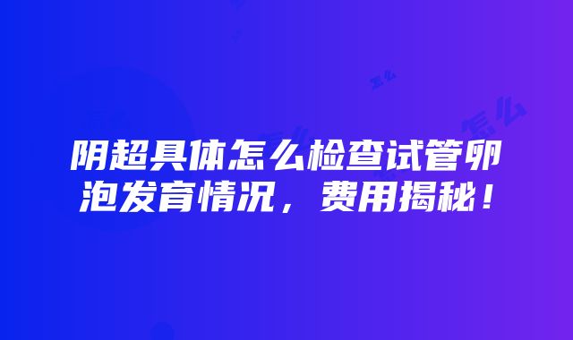 阴超具体怎么检查试管卵泡发育情况，费用揭秘！