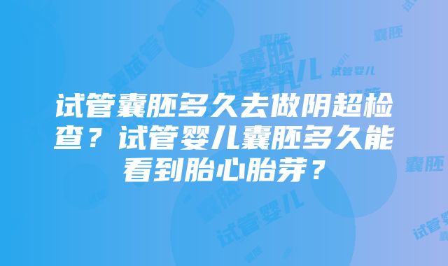 试管囊胚多久去做阴超检查？试管婴儿囊胚多久能看到胎心胎芽？