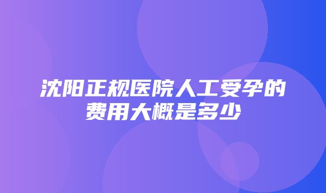 沈阳正规医院人工受孕的费用大概是多少