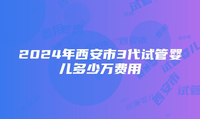 2024年西安市3代试管婴儿多少万费用