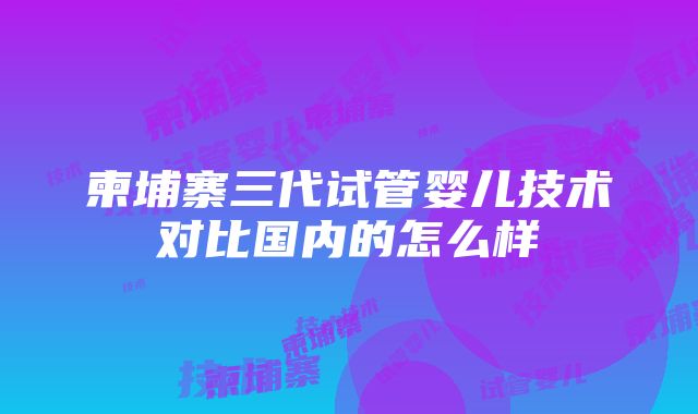 柬埔寨三代试管婴儿技术对比国内的怎么样