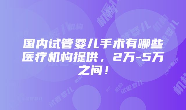 国内试管婴儿手术有哪些医疗机构提供，2万-5万之间！