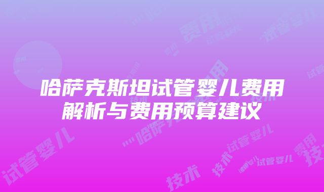 哈萨克斯坦试管婴儿费用解析与费用预算建议