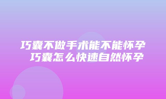 巧囊不做手术能不能怀孕 巧囊怎么快速自然怀孕