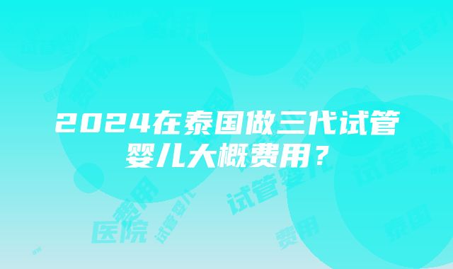 2024在泰国做三代试管婴儿大概费用？