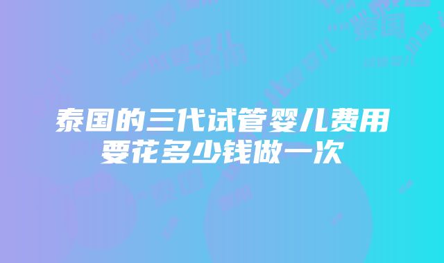 泰国的三代试管婴儿费用要花多少钱做一次