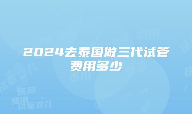 2024去泰国做三代试管费用多少