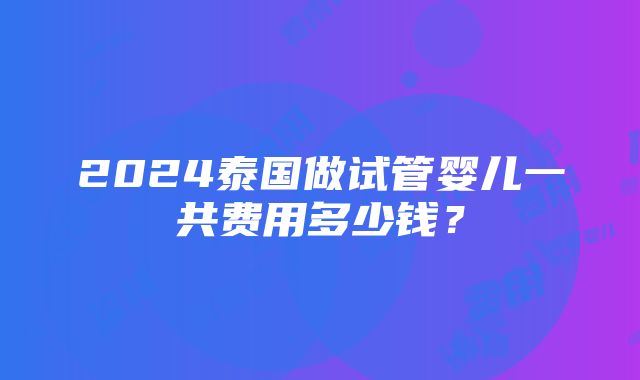 2024泰国做试管婴儿一共费用多少钱？