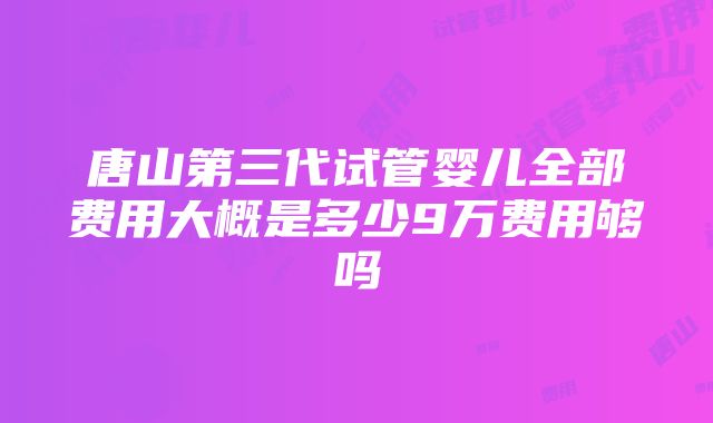 唐山第三代试管婴儿全部费用大概是多少9万费用够吗