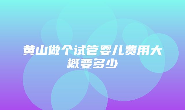 黄山做个试管婴儿费用大概要多少