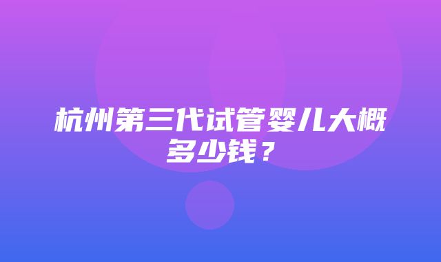 杭州第三代试管婴儿大概多少钱？