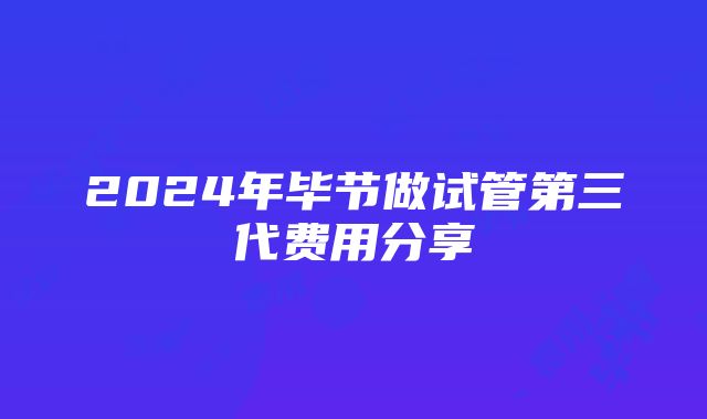 2024年毕节做试管第三代费用分享