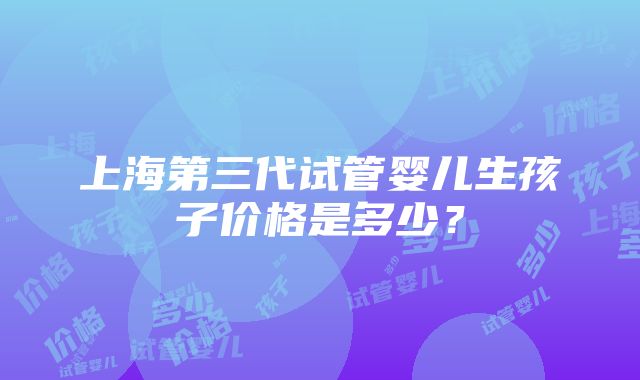 上海第三代试管婴儿生孩子价格是多少？