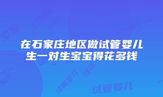 在石家庄地区做试管婴儿生一对生宝宝得花多钱