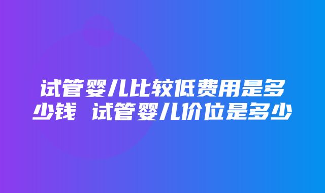 试管婴儿比较低费用是多少钱 试管婴儿价位是多少