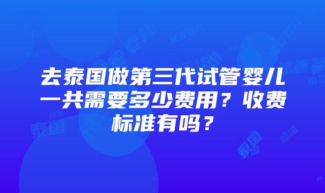 去泰国做第三代试管婴儿一共需要多少费用？收费标准有吗？