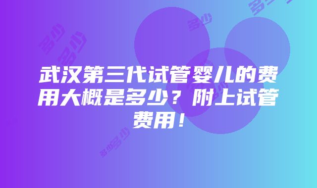 武汉第三代试管婴儿的费用大概是多少？附上试管费用！