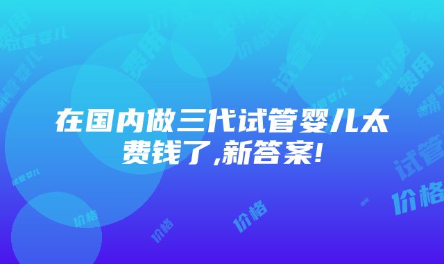 在国内做三代试管婴儿太费钱了,新答案!