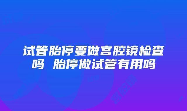 试管胎停要做宫腔镜检查吗 胎停做试管有用吗