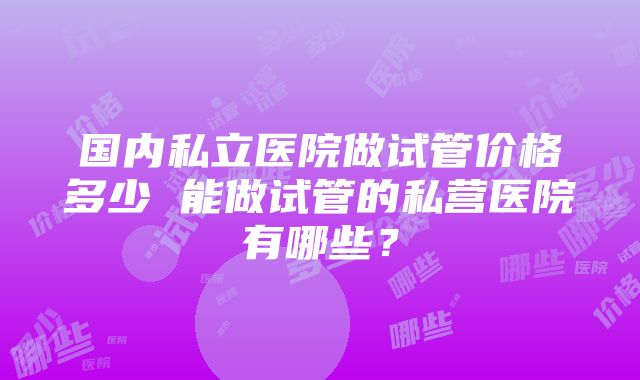 国内私立医院做试管价格多少 能做试管的私营医院有哪些？