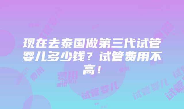 现在去泰国做第三代试管婴儿多少钱？试管费用不高！