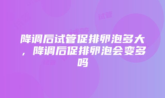 降调后试管促排卵泡多大，降调后促排卵泡会变多吗