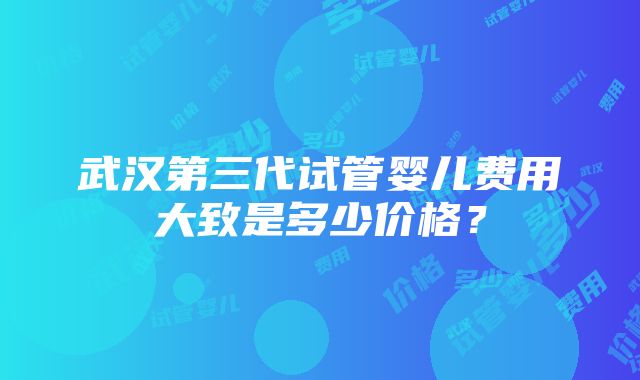 武汉第三代试管婴儿费用大致是多少价格？