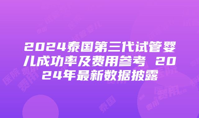 2024泰国第三代试管婴儿成功率及费用参考 2024年最新数据披露