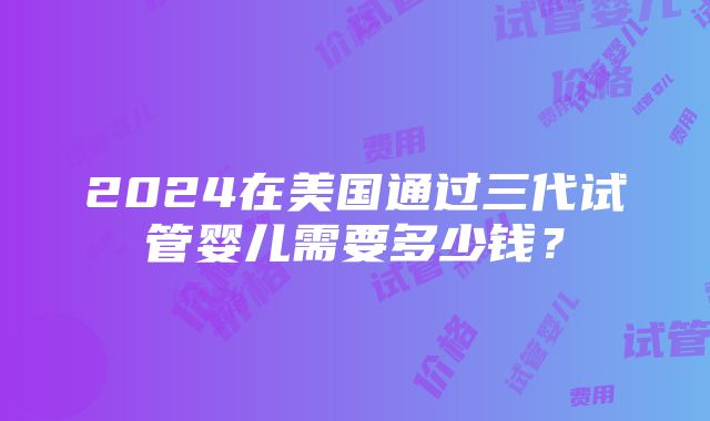 2024在美国通过三代试管婴儿需要多少钱？