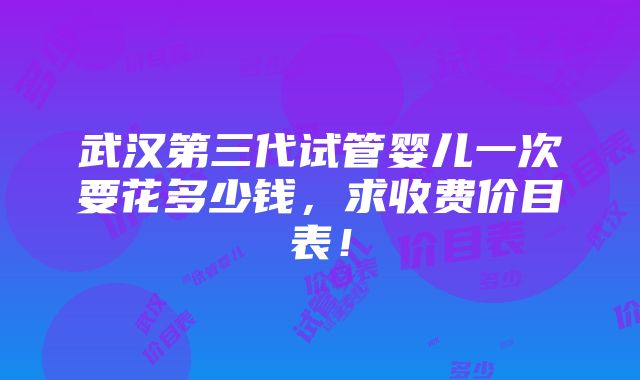 武汉第三代试管婴儿一次要花多少钱，求收费价目表！