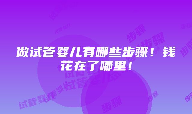 做试管婴儿有哪些步骤！钱花在了哪里！