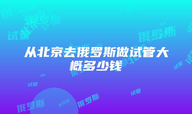 从北京去俄罗斯做试管大概多少钱