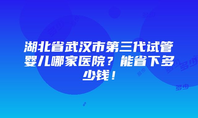 湖北省武汉市第三代试管婴儿哪家医院？能省下多少钱！