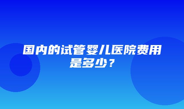 国内的试管婴儿医院费用是多少？