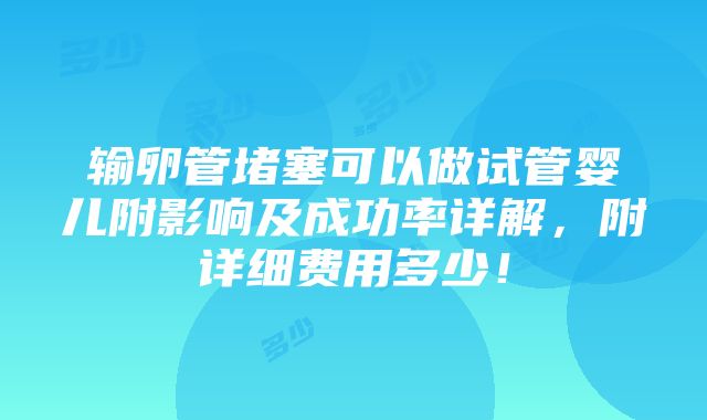 输卵管堵塞可以做试管婴儿附影响及成功率详解，附详细费用多少！