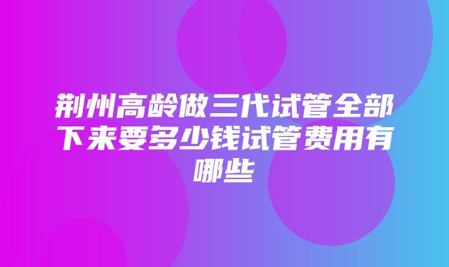 荆州高龄做三代试管全部下来要多少钱试管费用有哪些