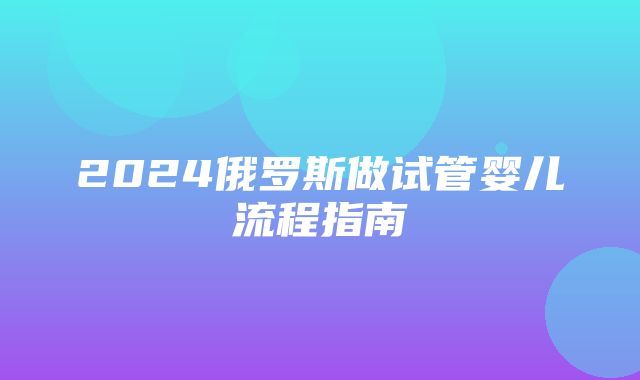 2024俄罗斯做试管婴儿流程指南