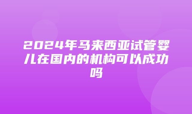 2024年马来西亚试管婴儿在国内的机构可以成功吗