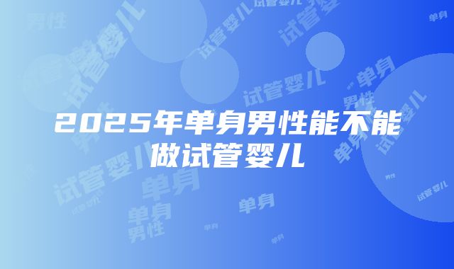 2025年单身男性能不能做试管婴儿